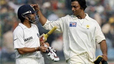 Shoaib had dismissed Tendulkar for a golden duck the first time the two faced each other in Test cricket (Twitter) Shoaib had dismissed Tendulkar for a golden duck the first time the two faced each other in Test cricket (Twitter)