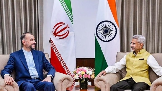 External affairs minister S Jaishankar with foreign minister of Iran Hossein Amir-Abdollahian, in New Delhi. (PTI)