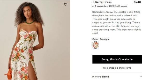 The price of the dress Janhvi Kapoor wore for her outing in Berlin.&nbsp;(thereformation.com)