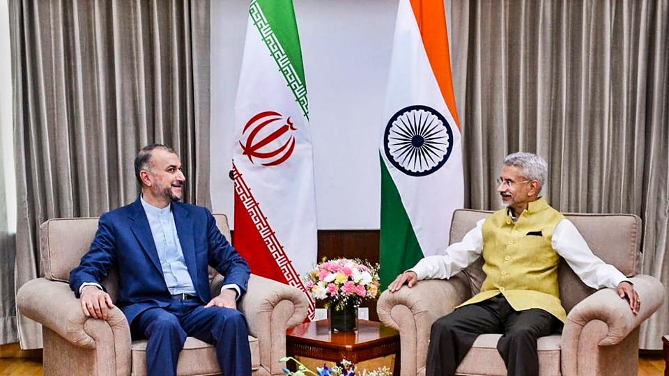 External affairs minister S Jaishankar with foreign minister of Iran Hossein Amir-Abdollahian, in New Delhi. (PTI)
