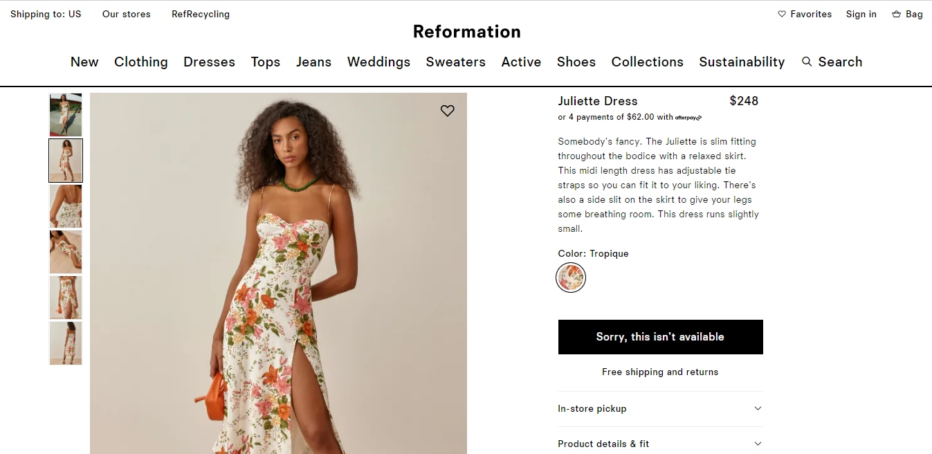 The price of the dress Janhvi Kapoor wore for her outing in Berlin.&nbsp; (thereformation.com)