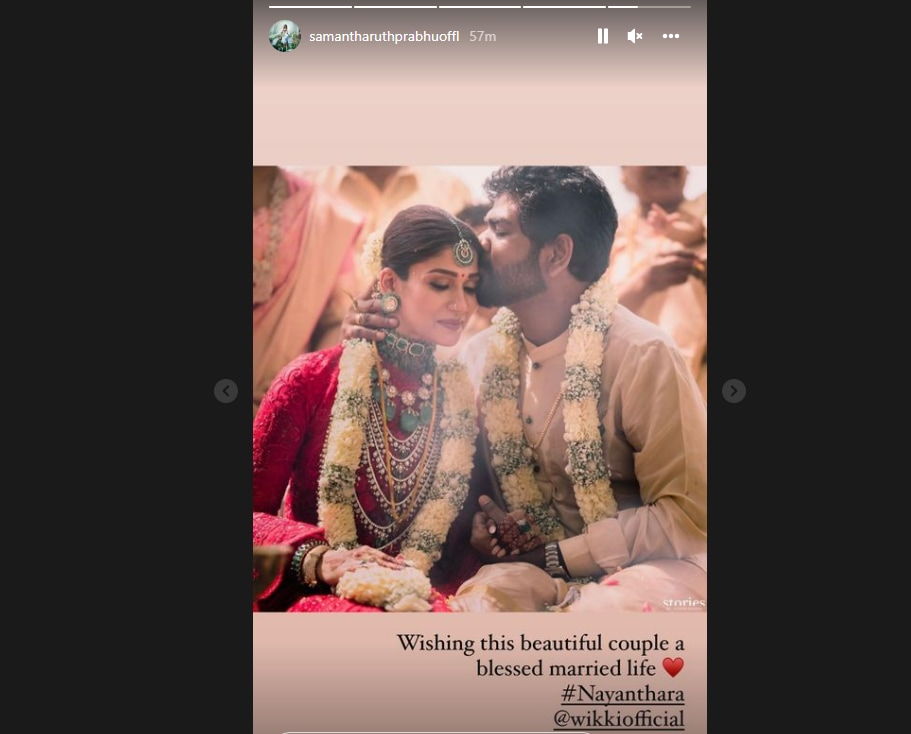 Samantha Ruth Prabhu greeted the newlyweds on Instagram.