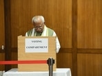 Haryana CM ML Khattar casts his vote in Rajya Sabha elections.