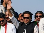 Ousted Pakistan's prime minister Imran Khan waves at his party supporters during a rally in Islamabad. Ousted Pakistan's prime minister Imran Khan waves at his party supporters during a rally in Islamabad.