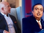 Amazon founder Jeff Bezos and Indian businessman Mukesh Ambani.