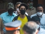 Aryan Khan outside NCB office in Mumbai. (HT file)