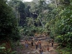 The Mura tribe shows a deforested area in unmarked indigenous lands of Amazon. The Mura tribe shows a deforested area in unmarked indigenous lands of Amazon.