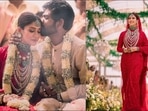 Nayanthara's vermillion red handcrafted saree inspired by carvings of Hoysala temples, personalised with her and Vignesh Shivan's names&nbsp;