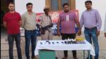 The cyber cell of the police department with the accused after the call centre bust on Thursday. (Delhi Police)