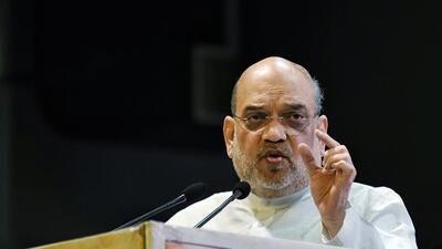Union home minister Amit Shah addresses the book launch of 'Maharanas: Sahastra Varshon Ka Dharmyudh' written by Omendra Ratnu, at NDMC Convention Centre, in New Delhi on Friday. (ANI)