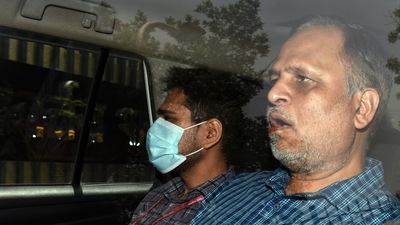 Viral image of Delhi Health Minister Satyendar Jain (ANI Photo) Viral image of Delhi Health Minister Satyendar Jain (ANI Photo)