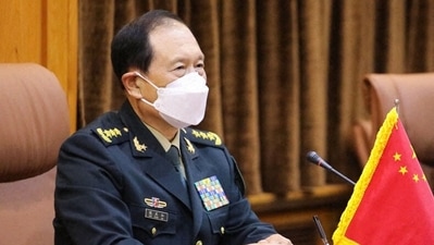 The warning came as Wei Fenghe held his first face-to-face meeting with US Defence Secretary Lloyd Austin on the sidelines of the Shangri-La Dialogue security summit in Singapore. (AFP) The warning came as Wei Fenghe held his first face-to-face meeting with US Defence Secretary Lloyd Austin on the sidelines of the Shangri-La Dialogue security summit in Singapore. (AFP)