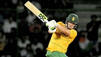 South African cricket team player David Miller plays a shot during the first T20 cricket match between India and South Africa, at Arun Jaitley Stadium in New Delhi. (PTI)
