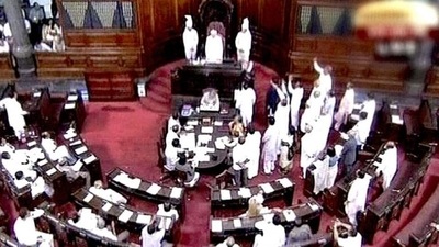 Visuals from the Rajya Sabha in New Delhi when the Parliament is in session. (PTI) Visuals from the Rajya Sabha in New Delhi when the Parliament is in session. (PTI)