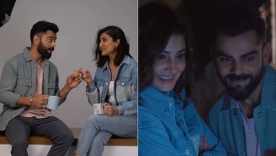 Anushka Sharma and Virat Kohli's candid moments from an ad shoot. Anushka Sharma and Virat Kohli's candid moments from an ad shoot.