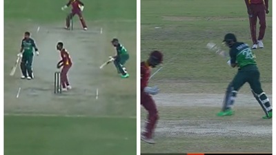 Mix-up between Babar Azam and Imam-ul-Haq resulted in the latter's run out Mix-up between Babar Azam and Imam-ul-Haq resulted in the latter's run out