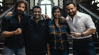 Hrithik Roshan and Saif Ali Khan on the sets of Vikram Vedha. Hrithik Roshan and Saif Ali Khan on the sets of Vikram Vedha.