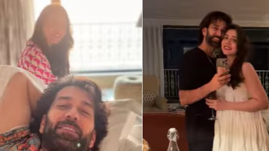 Pictures from Nakuul Mehta and Jankee Parekh's videos.