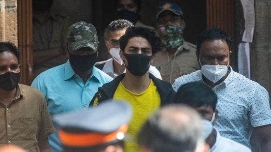 Aryan Khan outside NCB office in Mumbai. (HT file)