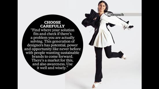 On Sanah: A jacket made from handloom textiles comprising GRS certified yarns and a zero-waste pattern (Shivamm Pathak)