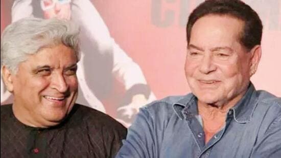 Javed Akhtar (left)and Salim Khan were an Indian screenwriting duo who worked together on 24 films between 1971–1987