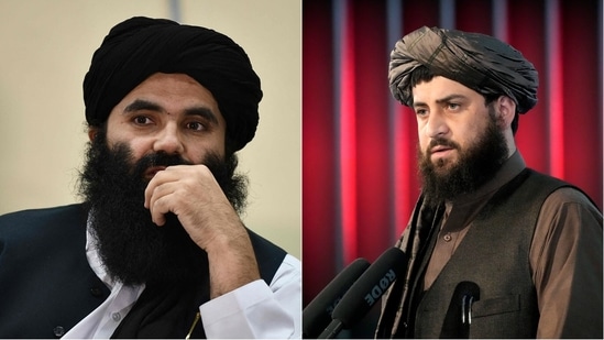 Taliban interior minister Sirajuddin Haqqani (L) and defence minister Mullah Mohammad Yaqoob (R).