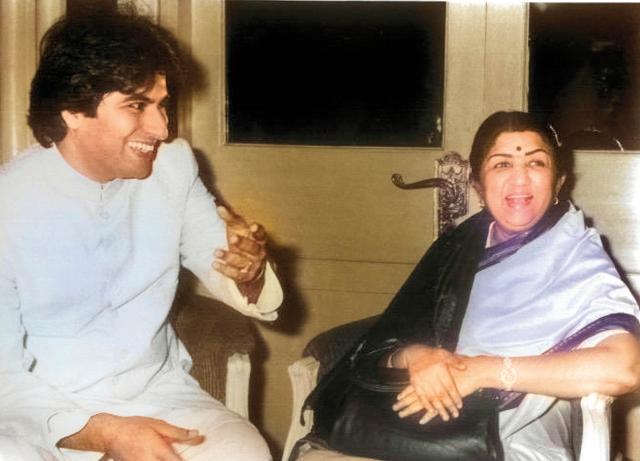 Talat with Lata Mangeshkar at the release of his album, Manzil Talat with Lata Mangeshkar at the release of his album, Manzil