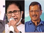 Congress interim president Sonia Gandhi, West Bengal chief minister Mamata Banerjee and Delhi chief minister Arvind Kejriwal. Congress interim president Sonia Gandhi, West Bengal chief minister Mamata Banerjee and Delhi chief minister Arvind Kejriwal.