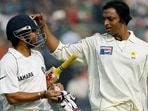 Sachin Tendulkar with Shoaib Akhtar