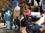 The image shows the man attempting the world record and the discs used for the attempt.(Guinness World Records) The image shows the man attempting the world record and the discs used for the attempt.(Guinness World Records)