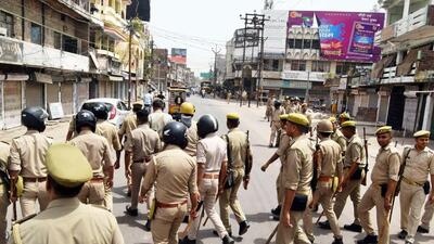 A day after the Friday violence, heavy police deployment continued in several districts of Uttar Pradesh including Lucknow on Saturday. (ANI Photo)