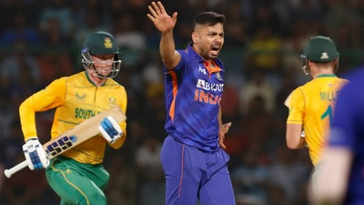 India's Avesh Khan against South Africa in 1st T20I (BCCI)
