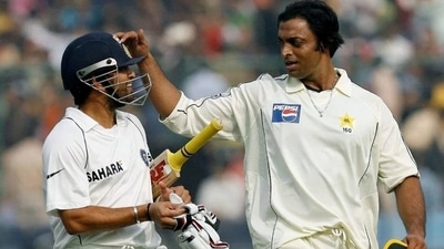 Sachin Tendulkar with Shoaib Akhtar Sachin Tendulkar with Shoaib Akhtar