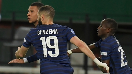 Kylian Mbappe (left) (AP)