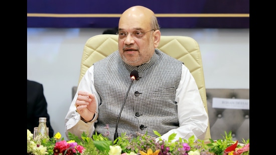 Union home minister Amit Shah speaks during the 25th Western Zonal Council meeting, in Diu on Saturday. (Amit Shah Twitter)