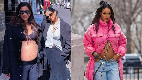 Sonam Kapoor and Rihanna's maternity fashion. (Instagram pictures)