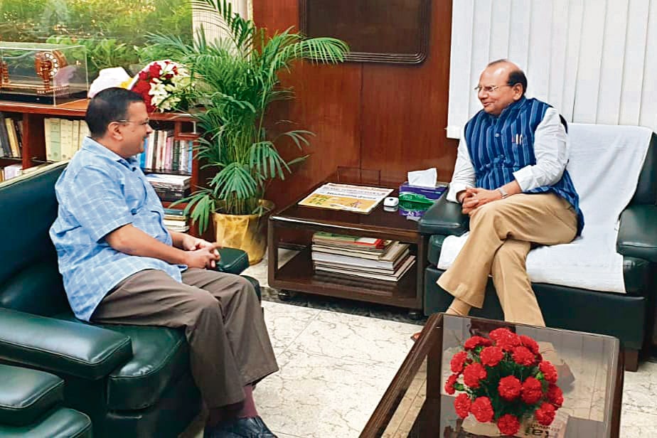 Delhi chief minister Arvind Kejriwal and lieutenant-governor of Delhi, Vinai Kumar Saxena. (HT_PRINT) Delhi chief minister Arvind Kejriwal and lieutenant-governor of Delhi, Vinai Kumar Saxena. (HT_PRINT)