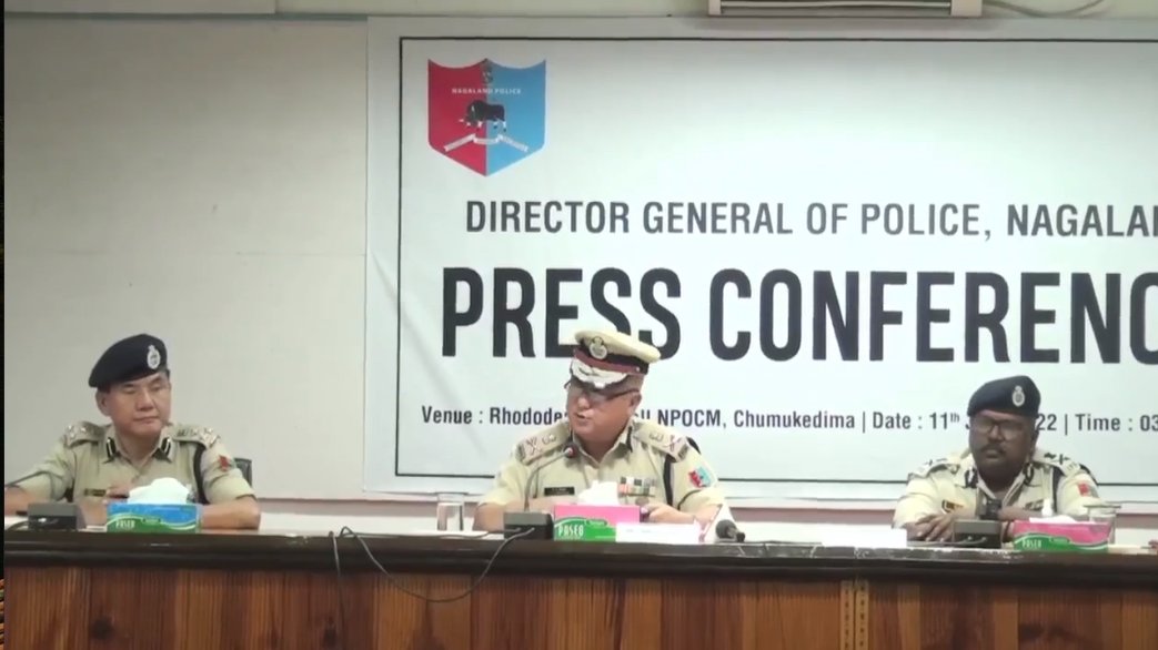 Nagaland DGP TJ Longkumer talks to reporters on Saturday. (ANI) Nagaland DGP TJ Longkumer talks to reporters on Saturday. (ANI)
