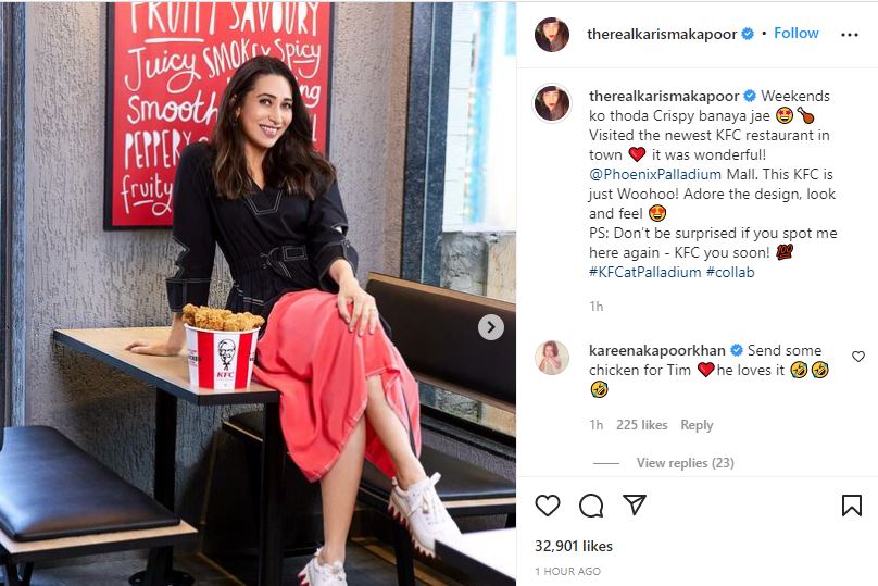 Karisma shared pictures from her photoshoot for a fast food restaurant chain.