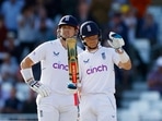 England's Ollie Pope celebrates reaching his half century&nbsp;