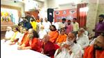 Saints at the conclusion of two-day VHP’s central advisory board meeting in Haridwar on Sunday. (HT photo) Saints at the conclusion of two-day VHP’s central advisory board meeting in Haridwar on Sunday. (HT photo)