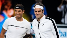 Rafael Nadal com Roger Federer