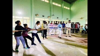 “Swadeshi Khel” event under way at KMC Language University in Lucknow. (Sourced) “Swadeshi Khel” event under way at KMC Language University in Lucknow. (Sourced)