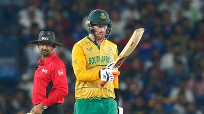 South Africa's Heinrich Klaasen celebrates his half century during the 2nd T20I match between India and South Africa, at Barabati Stadium in Cuttack&nbsp; (ANI)