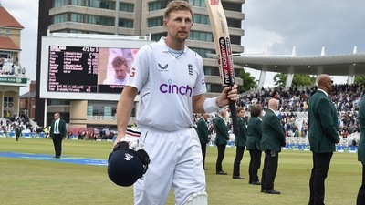 England's Joe Root leaves the pitch 163 not out at the end of play during the third day of the 2nd test match between England and New Zealand (AP) England's Joe Root leaves the pitch 163 not out at the end of play during the third day of the 2nd test match between England and New Zealand (AP)