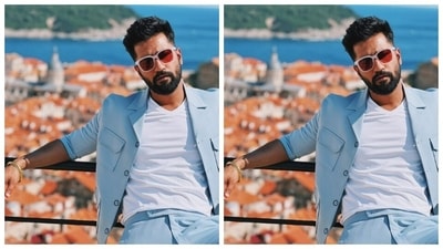 In tinted shades, ear studs, dewy hairdo and a trimmed bearded look, Vicky looked just too stunning. (Instagram/@vickykaushal09)