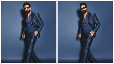 Vicky decked up in a grey stain shirt and layered it with a grey blazer and a pair of grey formal trousers. In tinted shades, he completed his look to perfection. (Instagram/@vickykaushal09)
