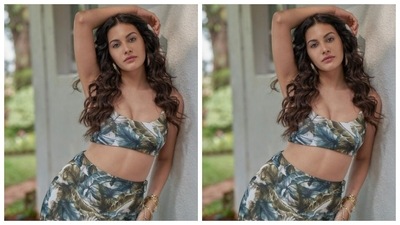 Amyra keeps slaying summer fashion goals like a diva. A few days back, the actor decked up in a satin co-ord set. (Instagram/@amyradastur93)