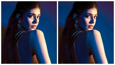 Sanjana picked a translucent gown for the trailer launch event of her upcoming film. (Instagram/@sanjanasanghi96)