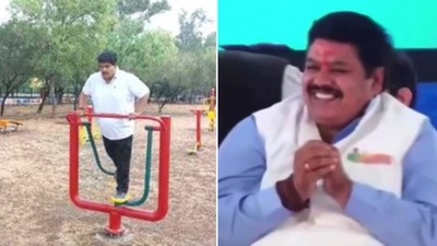 After (L) and before (R) photos of Ujjain MP Anil Firojiya. After (L) and before (R) photos of Ujjain MP Anil Firojiya.